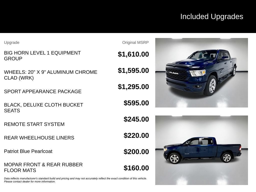 2022 RAM 1500 Big Horn Crew Cab 4x4 5'7" Box